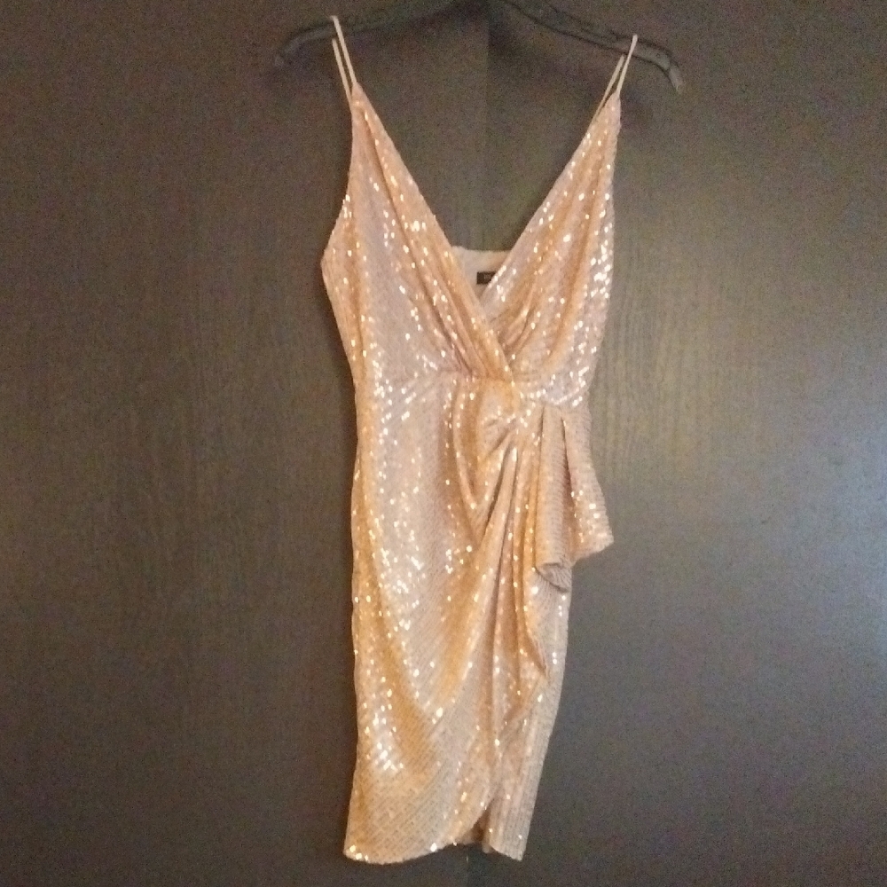 Elegant Asymmetrical Sequin Evening Dress